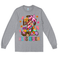 Heather Grey He Is Risen Easter Long Sleeve Tee - BundleAndBundleShop