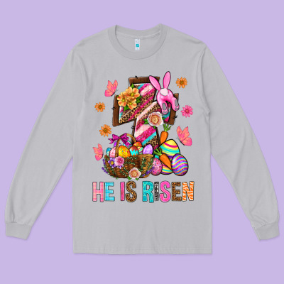 He Is Risen Easter Long Sleeve Tee Designed By Bundleandbundleshop