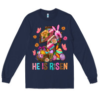 Navy He Is Risen Easter Long Sleeve Tee - BundleAndBundleShop