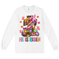 White He Is Risen Easter Long Sleeve Tee - BundleAndBundleShop