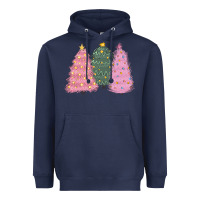 Navy christmas trees Heavyweight Hoodie - CowGirlArtShop