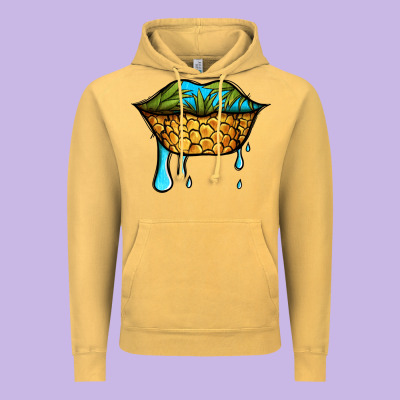 Summer Vibes Pineapple Lips Vintage Hoodie Designed By Jasminsmagicworld