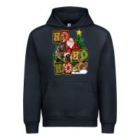 Navy Christmas Trex Ho Ho Ho Santa Urban Hoodie - FaDigitalArtStudio