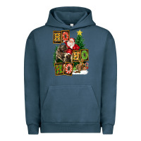 Pigment Midnight Navy Christmas Trex Ho Ho Ho Santa Urban Hoodie - FaDigitalArtStudio