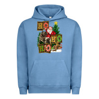 Pigment Pebble Blue Christmas Trex Ho Ho Ho Santa Urban Hoodie - FaDigitalArtStudio