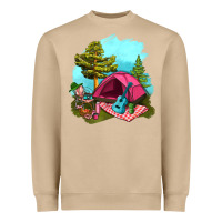 Mushroom Glamping Camp And Pink Tent Heavyweight Sweatshirt - BundleAndBundleShop