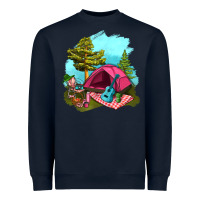 Navy Glamping Camp And Pink Tent Heavyweight Sweatshirt - BundleAndBundleShop