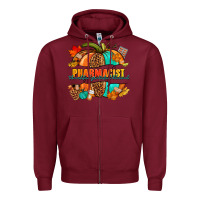 Burgundy Pharmacist pumpkin Zipper Hoodie - NancyCooperArtShop