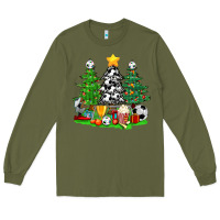 Army Green Christmas With Soccer Trees Long Sleeve Tee - BundleAndBundleShop