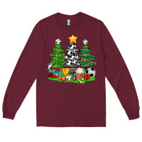 Burgundy Christmas With Soccer Trees Long Sleeve Tee - BundleAndBundleShop