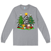 Heather Grey Christmas With Soccer Trees Long Sleeve Tee - BundleAndBundleShop
