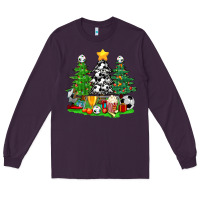 Plum Christmas With Soccer Trees Long Sleeve Tee - BundleAndBundleShop