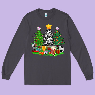 Christmas With Soccer Trees Long Sleeve Tee Designed By Bundleandbundleshop