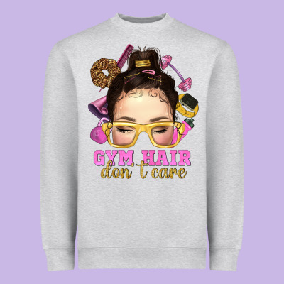 Messy Bun Gym Hair Don't Care Bbs Heavyweight Sweatshirt Designed By Bundleandbundleshop