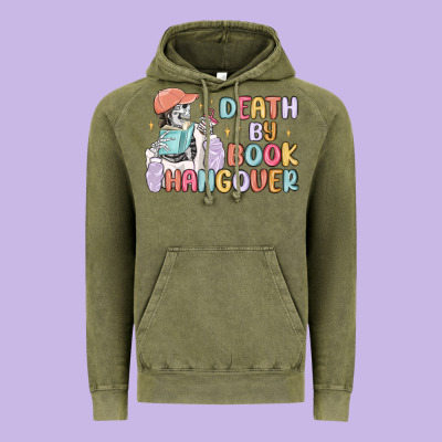 Death By Book Hangover Vintage Hoodie Designed By Maliassmallbusiness