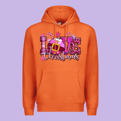 Love Christmas Pink Premium Hoodie Designed By Cowgirlartshop
