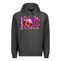 Charcoal Heather love christmas pink Premium Hoodie - CowGirlArtShop
