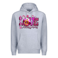 Heather Grey love christmas pink Premium Hoodie - CowGirlArtShop