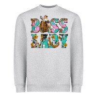 Heather Grey Boss Lady Heavyweight Sweatshirt - BundleAndBundleShop