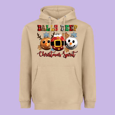 Balls Deep Christmas Spirit Heavyweight Hoodie Designed By Cowgirlartshop