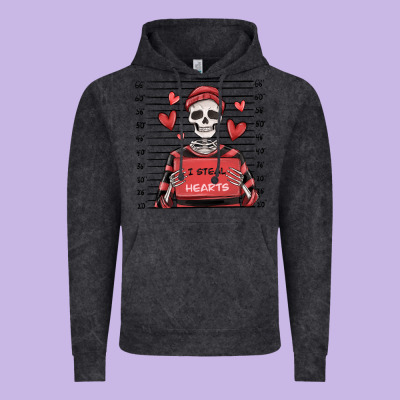 I Steal Hearts Skeleton Valentine's Day Vintage Hoodie Designed By Maliassmallbusiness