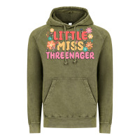 Vintage Olive little miss threenager Vintage Hoodie - MaliasSmallBusiness