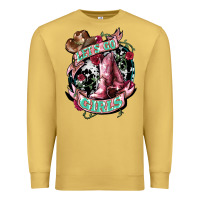 Antique Gold Let's go Girl's Cowboy boots Premium Sweatshirt - HowdyJamesFarm