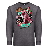 Charcoal Heather Let's go Girl's Cowboy boots Premium Sweatshirt - HowdyJamesFarm