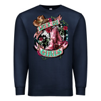 Navy Let's go Girl's Cowboy boots Premium Sweatshirt - HowdyJamesFarm