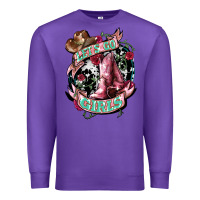 Purple Let's go Girl's Cowboy boots Premium Sweatshirt - HowdyJamesFarm
