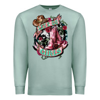 Seafoam Let's go Girl's Cowboy boots Premium Sweatshirt - HowdyJamesFarm