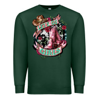 Sports Green Let's go Girl's Cowboy boots Premium Sweatshirt - HowdyJamesFarm