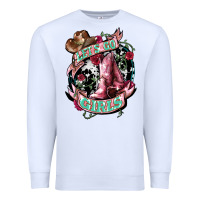 White Let's go Girl's Cowboy boots Premium Sweatshirt - HowdyJamesFarm