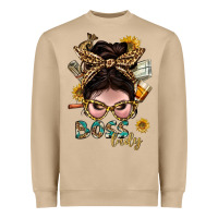 Mushroom Western Messy Bun Boss Lady With Money Heavyweight Sweatshirt - BundleAndBundleShop