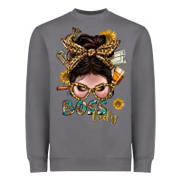 Storm Western Messy Bun Boss Lady With Money Heavyweight Sweatshirt - BundleAndBundleShop