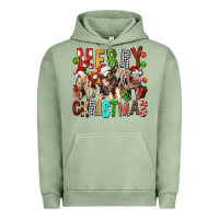 Pigment Oil Green Merry christmas pigs Urban Hoodie - FaDigitalArtStudio