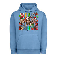 Pigment Pebble Blue Merry christmas pigs Urban Hoodie - FaDigitalArtStudio