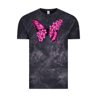 Cloud Black Floral pink butterfly Vintage Tee - NancyCooperArtShop