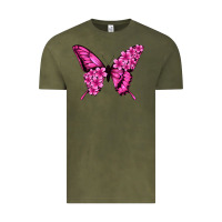 Vintage Olive Floral pink butterfly Vintage Tee - NancyCooperArtShop