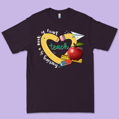 Teaching Is A Work Of Heart Premium Tee Designed By Jahusdesignshop
