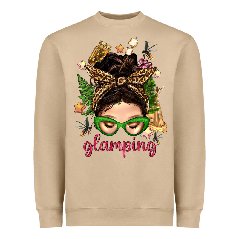 Glamping Messy Bun With Glamping Camp Tent Bbs Heavyweight Sweatshirt by BundleAndBundleShop | Teevron