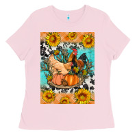 Bubblegum Pink fall coop animals Ladies Tee - Artiststas