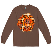 Chestnut Thanksgiving Turkey With Tartan Patch Long Sleeve Tee - BundleAndBundleShop