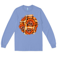 Colony Blue Thanksgiving Turkey With Tartan Patch Long Sleeve Tee - BundleAndBundleShop