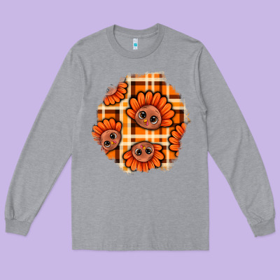 Thanksgiving Turkey With Tartan Patch Long Sleeve Tee Designed By Bundleandbundleshop