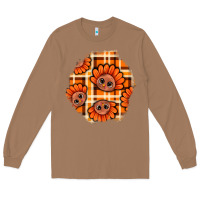 Toasted Coconut Thanksgiving Turkey With Tartan Patch Long Sleeve Tee - BundleAndBundleShop