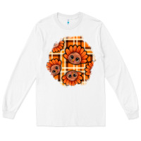 White Thanksgiving Turkey With Tartan Patch Long Sleeve Tee - BundleAndBundleShop