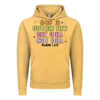 Vintage Mustard god is within her she will not fall Vintage Hoodie - MaliasSmallBusiness