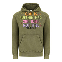 Vintage Olive god is within her she will not fall Vintage Hoodie - MaliasSmallBusiness