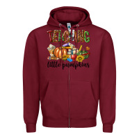 Burgundy Teaching Little Pumpkins Zipper Hoodie - texasbilliewilder